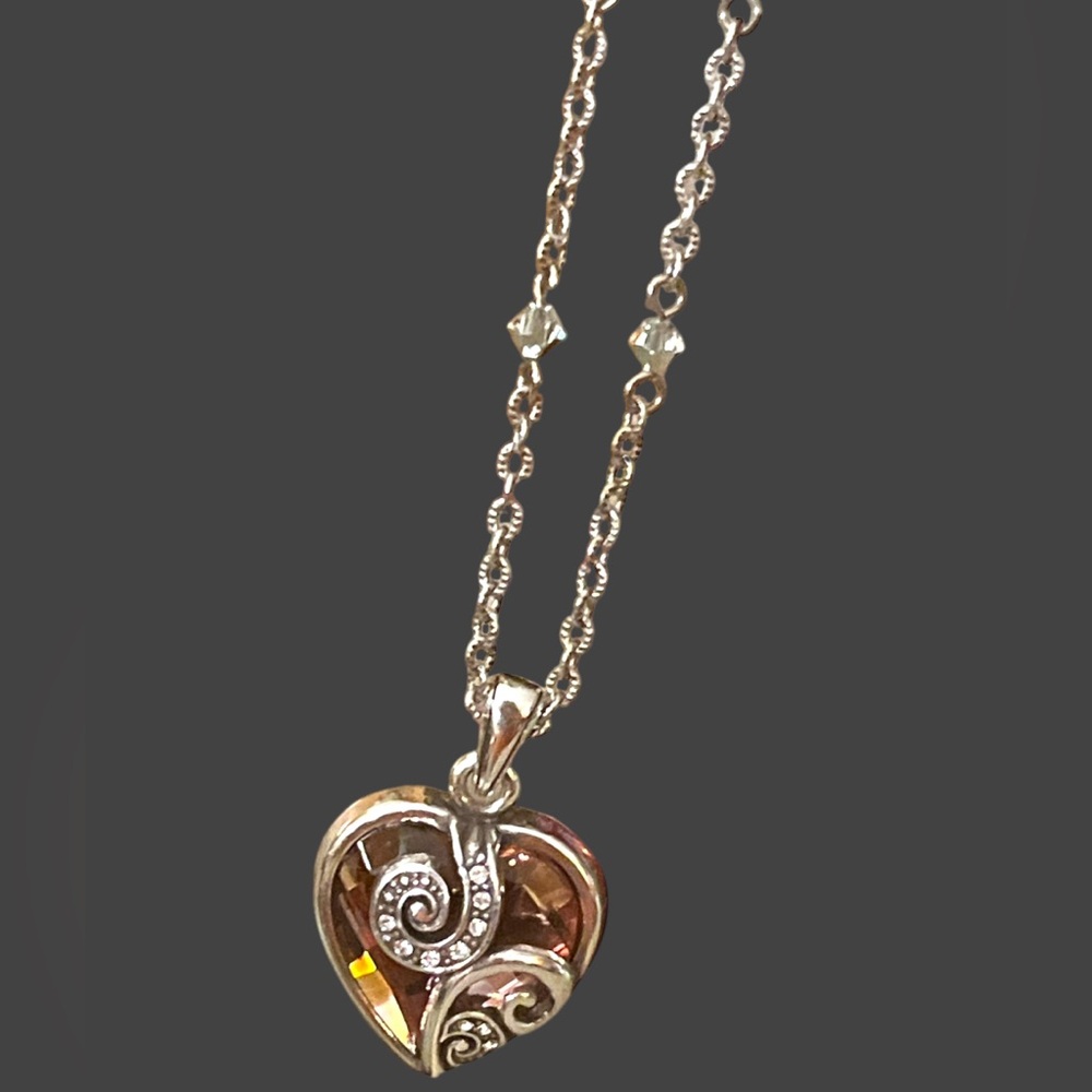 Enchanting Brighton Heart Necklace with Iridescent Crystals - 16”-18”